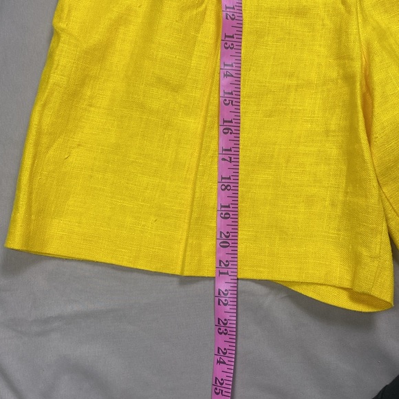 100 % Linen Pleat-Front Shorts Lemon Yellow • Coastal Resort Wear Sz 12 - Picture 5 of 10